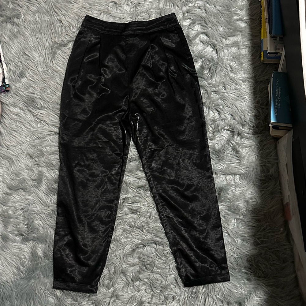 Silence + Noise Black Satin Blend Pants